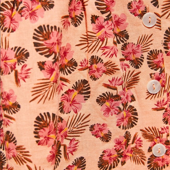 🏷NWT Zara Pink Rustic V-Neck Floral Mini Dress S - Picture 5 of 7